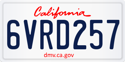 CA license plate 6VRD257
