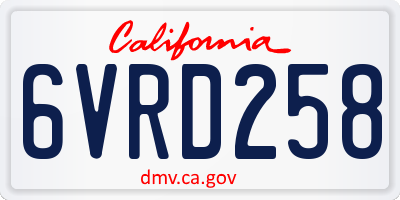CA license plate 6VRD258