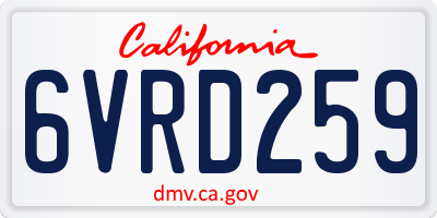 CA license plate 6VRD259