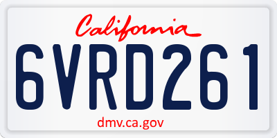 CA license plate 6VRD261