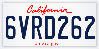 CA license plate 6VRD262