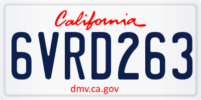CA license plate 6VRD263