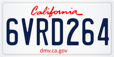 CA license plate 6VRD264