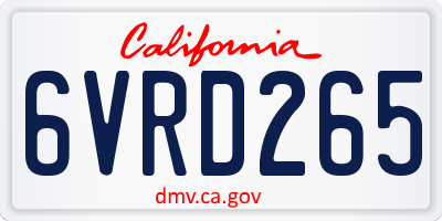 CA license plate 6VRD265