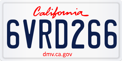 CA license plate 6VRD266