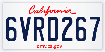 CA license plate 6VRD267