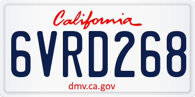 CA license plate 6VRD268