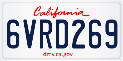 CA license plate 6VRD269