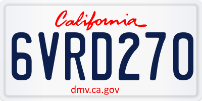 CA license plate 6VRD270