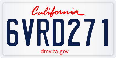 CA license plate 6VRD271