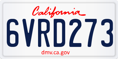 CA license plate 6VRD273