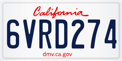 CA license plate 6VRD274