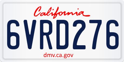 CA license plate 6VRD276
