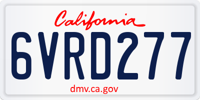 CA license plate 6VRD277