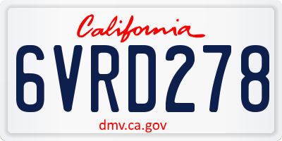 CA license plate 6VRD278