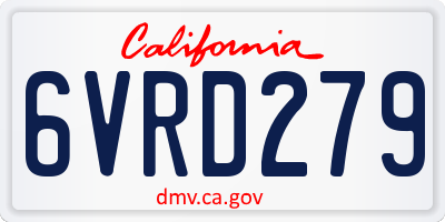 CA license plate 6VRD279