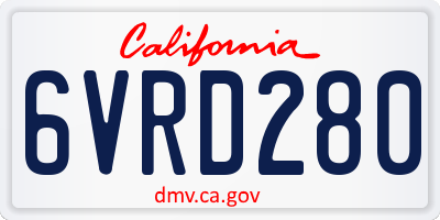CA license plate 6VRD280