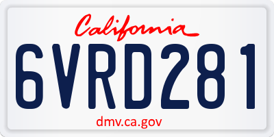 CA license plate 6VRD281