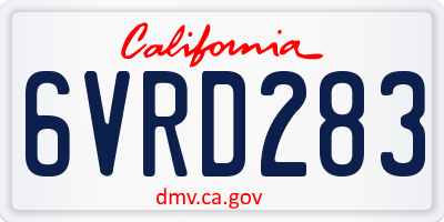 CA license plate 6VRD283