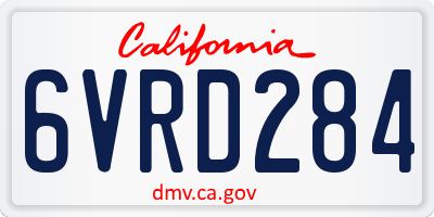 CA license plate 6VRD284