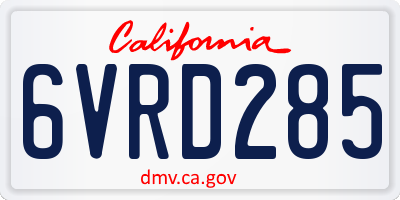 CA license plate 6VRD285