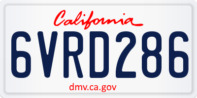 CA license plate 6VRD286