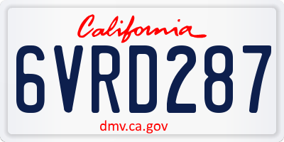 CA license plate 6VRD287