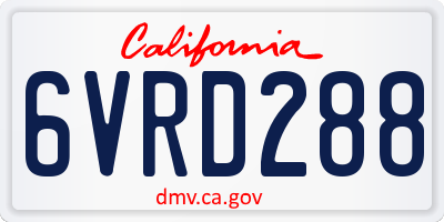 CA license plate 6VRD288