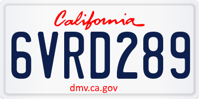 CA license plate 6VRD289