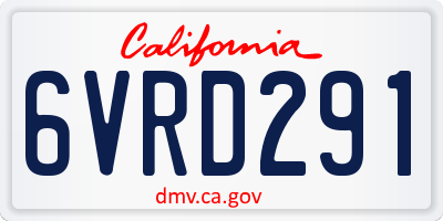 CA license plate 6VRD291