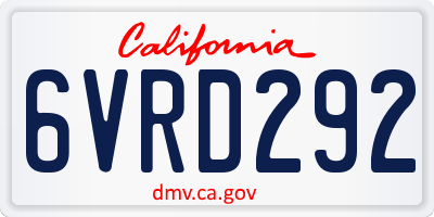 CA license plate 6VRD292