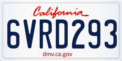 CA license plate 6VRD293