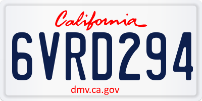 CA license plate 6VRD294