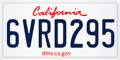 CA license plate 6VRD295