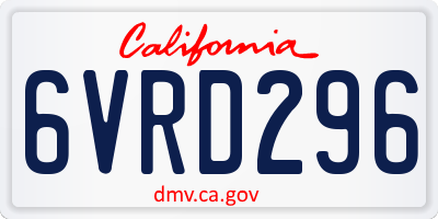 CA license plate 6VRD296