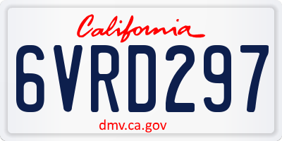 CA license plate 6VRD297