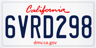 CA license plate 6VRD298