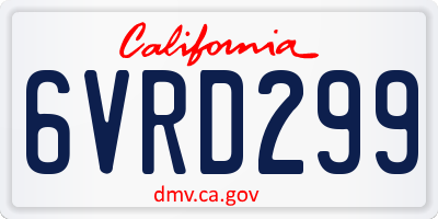 CA license plate 6VRD299
