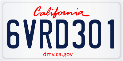 CA license plate 6VRD301