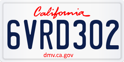 CA license plate 6VRD302