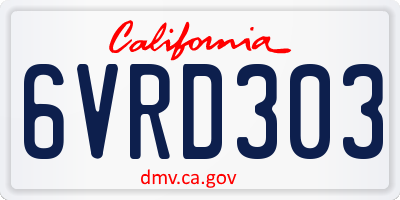 CA license plate 6VRD303
