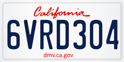 CA license plate 6VRD304