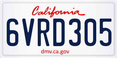 CA license plate 6VRD305