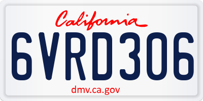 CA license plate 6VRD306