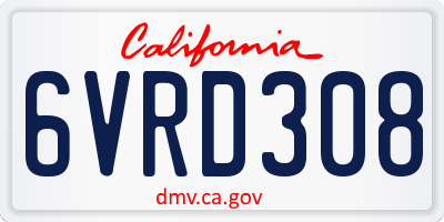 CA license plate 6VRD308