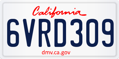 CA license plate 6VRD309