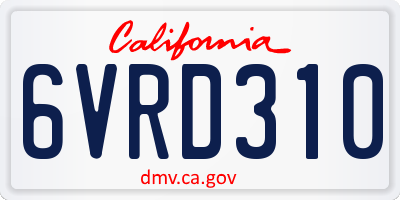 CA license plate 6VRD310