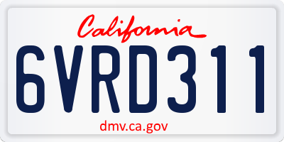 CA license plate 6VRD311