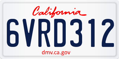 CA license plate 6VRD312
