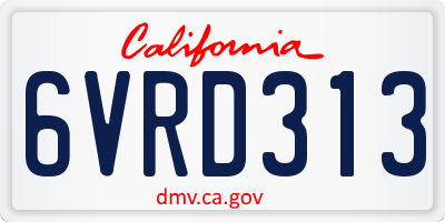 CA license plate 6VRD313